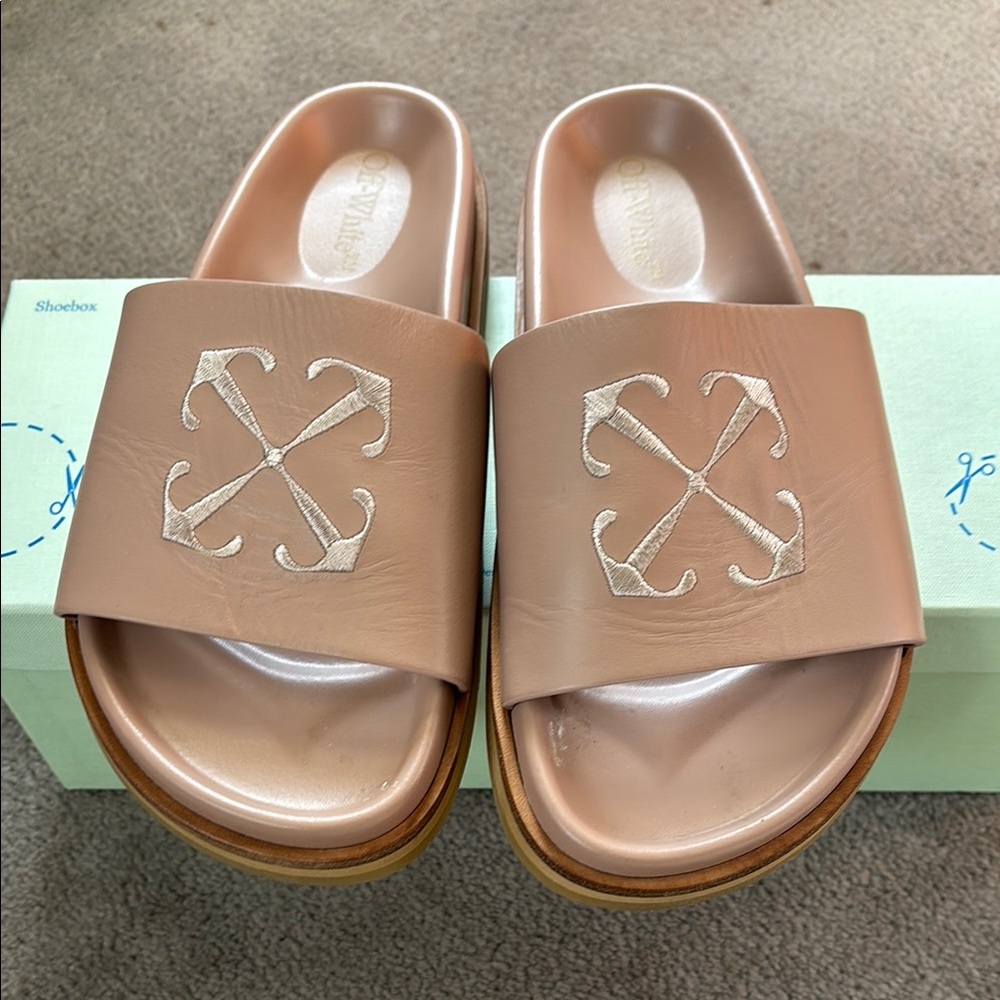 Off-White Women's Tan Slide Sandals